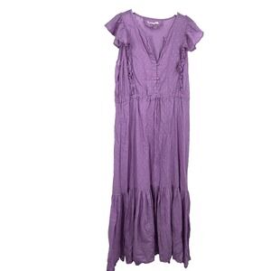 Emerson Fry India Collection Women M Purple Swiss Dot Chandra Maxi Dress